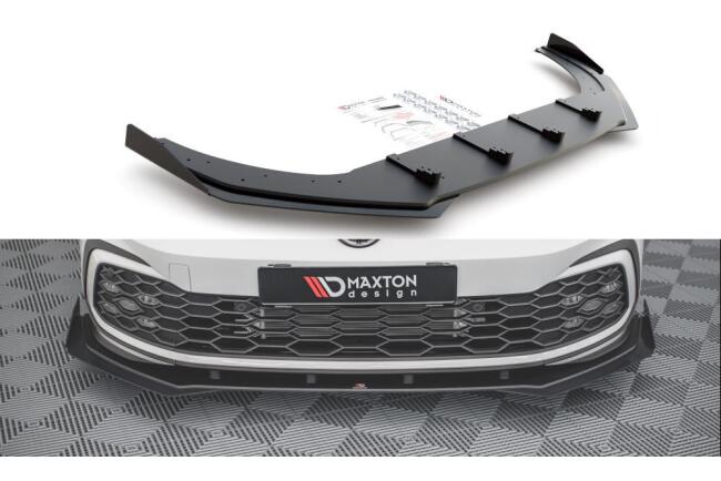 Maxton Design Street Pro Frontlippe für VW Golf 8 GTI / GTD / R-Line schwarz + Glanz Flaps