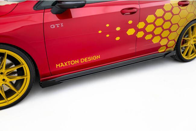 Maxton Design Street Pro Schweller Flaps für VW Golf 8 GTI / Clubsport / GTD / R-Line Hochglanz schwarz