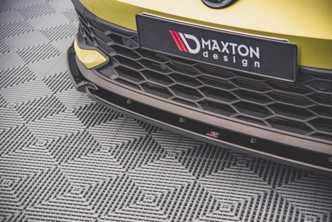 Maxton Design Frontlippe V.1 mit Flaps für VW Golf 8 GTI Clubsport Hochglanz schwarz