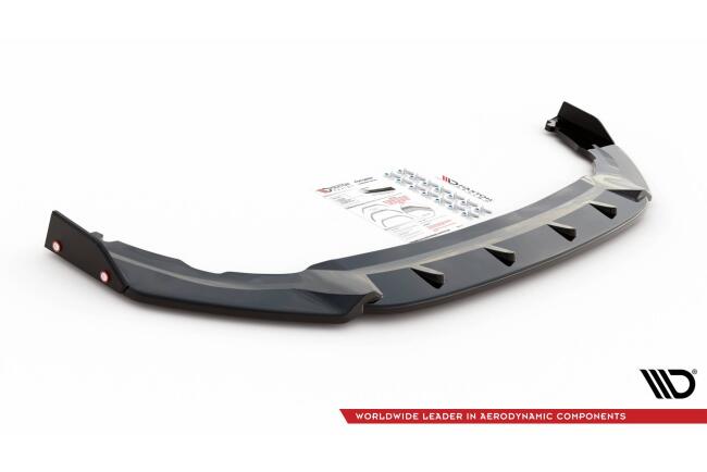 Maxton Design Frontlippe V.1 mit Flaps für VW Golf 8 GTI Clubsport Hochglanz schwarz