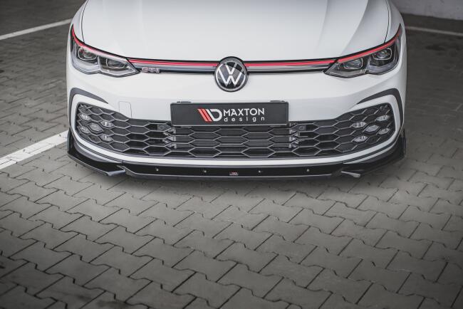 Maxton Design Frontlippe V.2 mit Flaps für VW Golf 8 GTI / GTD / R-Line Hochglanz schwarz