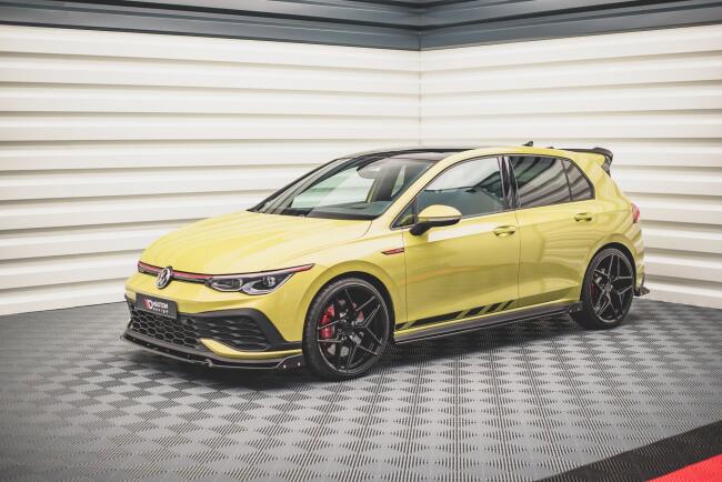 Maxton Design Seitenschweller (Paar) V.2 mit Flaps für VW Golf 8 GTI / Clubsport / GTD / R-Line Hochglanz schwarz