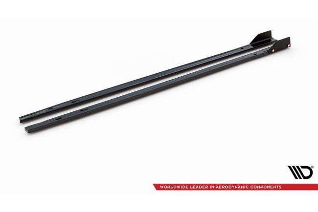 Maxton Design Seitenschweller (Paar) V.2 mit Flaps für VW Golf 8 GTI / Clubsport / GTD / R-Line Hochglanz schwarz