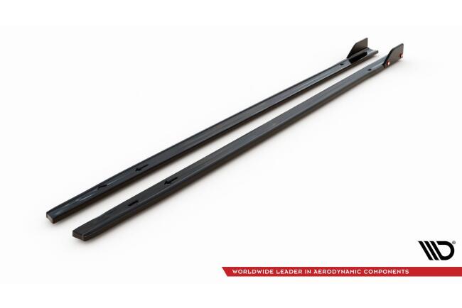 Maxton Design Seitenschweller (Paar) V.2 mit Flaps für VW Golf 8 GTI / Clubsport / GTD / R-Line Hochglanz schwarz