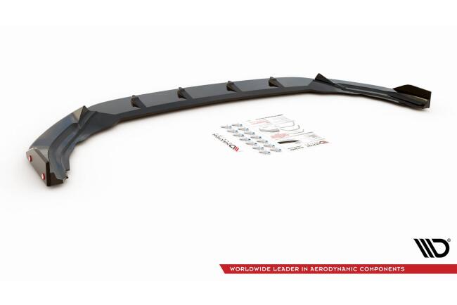 Maxton Design Frontlippe V.2 mit Flaps für VW Golf 8 R Hochglanz schwarz