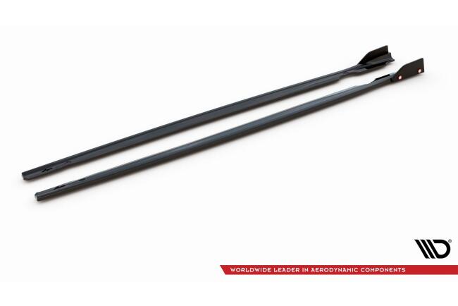 Maxton Design Seitenschweller (Paar) V.2 mit Flaps für VW Golf 8 R Hochglanz schwarz