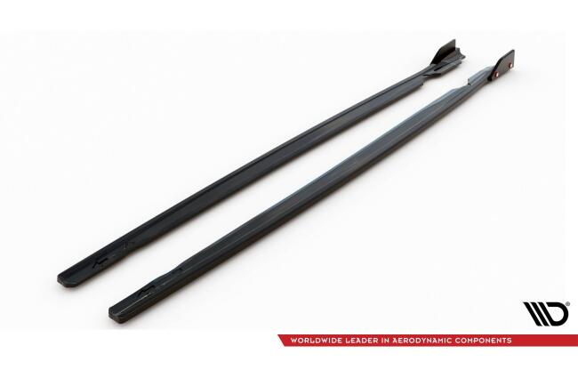 Maxton Design Seitenschweller (Paar) V.2 mit Flaps für VW Golf 8 R Hochglanz schwarz