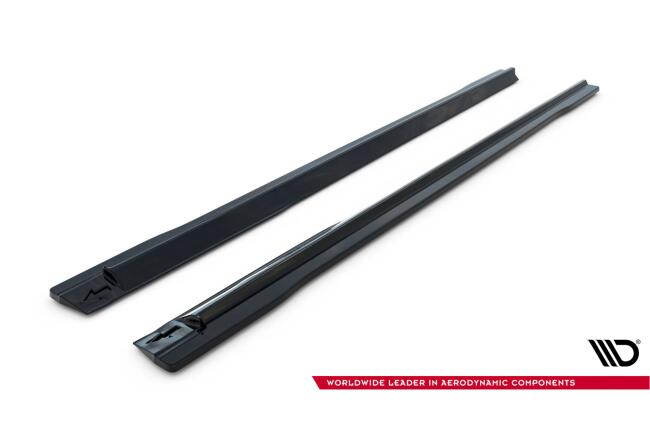 Maxton Design Seitenschweller (Paar) für für Audi SQ7 /Q7 S-Line Facelift Hochglanz schwarz