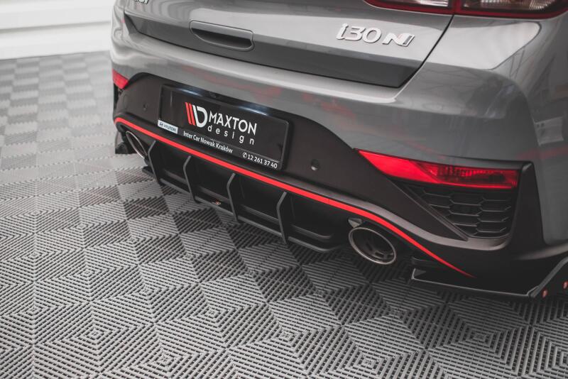 Maxton Design Street Pro Heckdiffusor für Hyundai I30 N Hatchback Mk3 Facelift Schwarz-Rot
