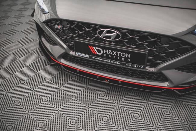 Maxton Design Frontlippe V.1 mit Flaps für Hyundai I30 N Hatchback / Fastback Mk3 Facelift Hochglanz schwarz