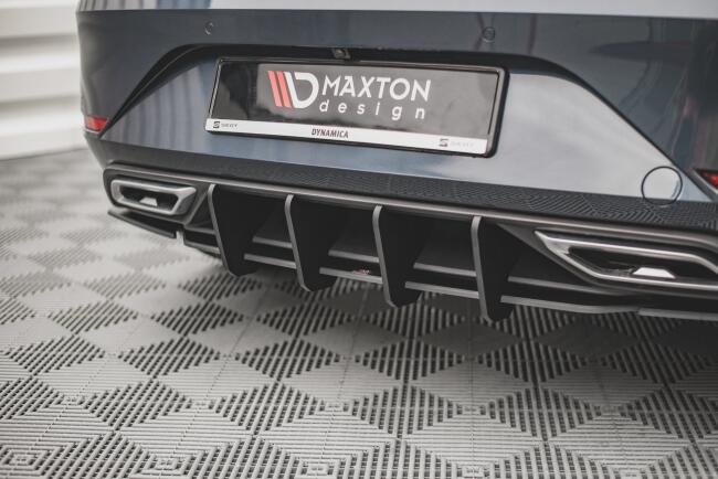 Maxton Design Street Pro Heckdiffusor+Flaps für Seat Leon FR Hatchback Mk4 Schwarz-Rot
