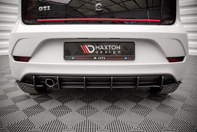 Maxton Design Heckdiffusor für Volkswagen Up GTI schwarz mit roten Streifen