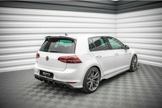 Edelstahl Sportauspuff und Maxton Design Heckdiffusor V.2 für VW Golf 7 R-Line 2012-2016 Endrohre 95x65mm