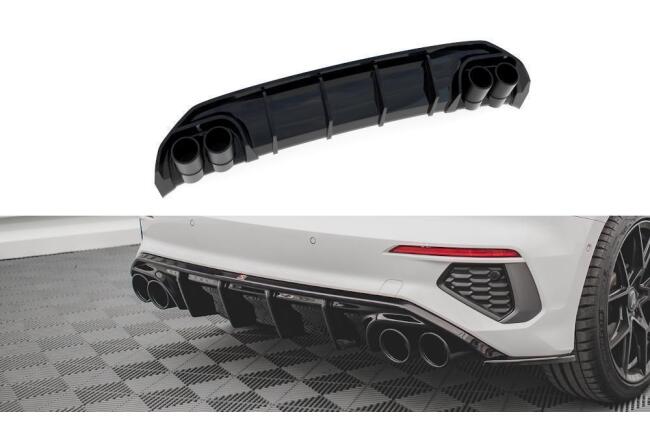 Maxton Design Heckdiffusor mit Sportauspuff Attrappe Chrom für Audi A3 S-Line Sportback 8Y