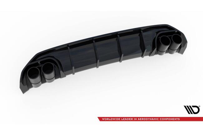 Maxton Design Heckdiffusor mit Sportauspuff Attrappe Schwarz für Audi A3 S-Line Sportback 8Y