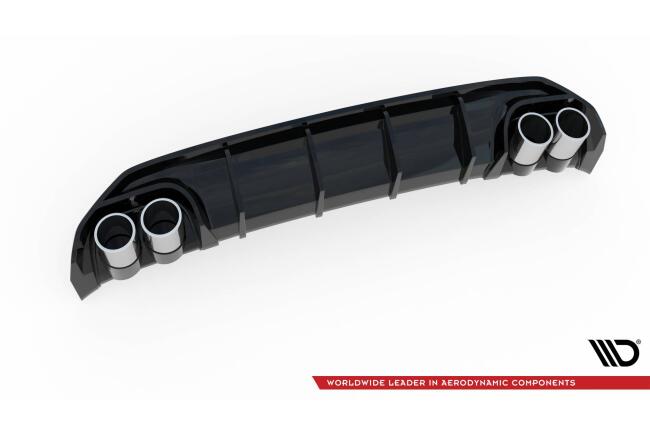 Maxton Design Heckdiffusor mit Sportauspuff Attrappe Schwarz für Audi A3 S-Line Sportback 8Y
