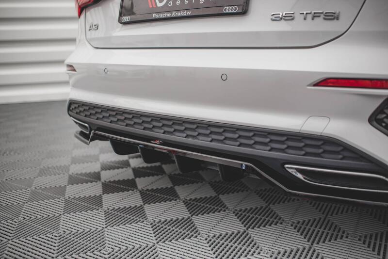 Maxton Design Heckdiffusor DTM Look für Audi A3 S-Line Sportback 8Y Hochglanz schwarz