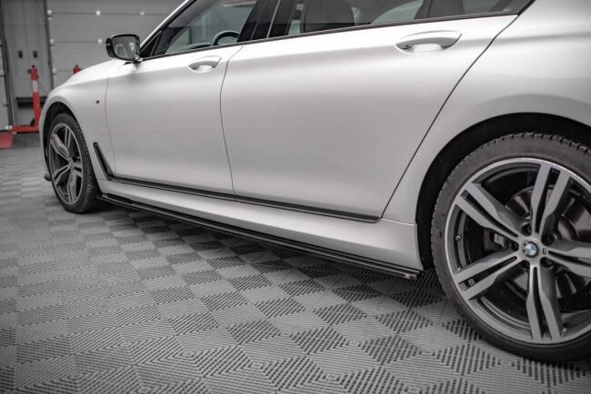 Maxton Design Seitenschweller (Paar) V.1 für BMW 7er Lang M-Paket G12 Hochglanz schwarz