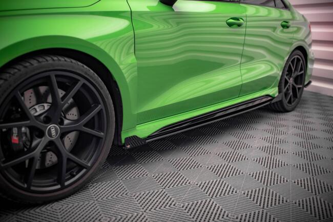 Maxton Design Street Pro Schweller Flaps für Audi RS3 Limousine 8Y Hochglanz schwarz