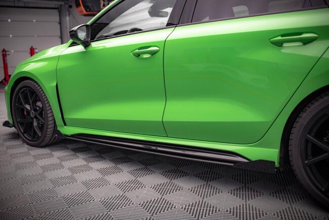 Maxton Design Street Pro Schweller Flaps V.1 für Audi RS3 Limousine 8Y Hochglanz schwarz