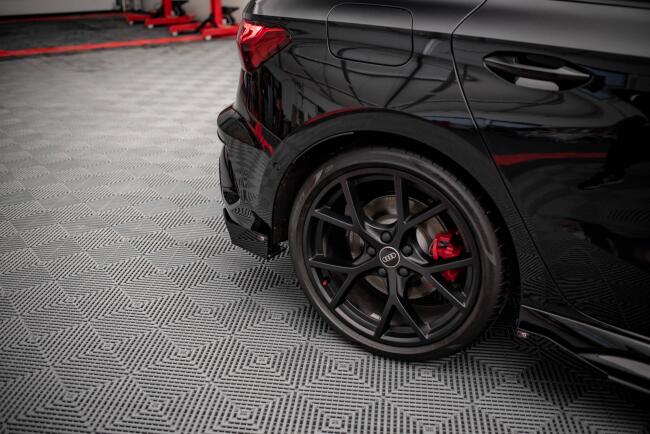 Maxton Design Street Pro Diffusor Flaps für Audi RS3 Sportback 8Y rot mit Hochglanz schwarzen Flaps