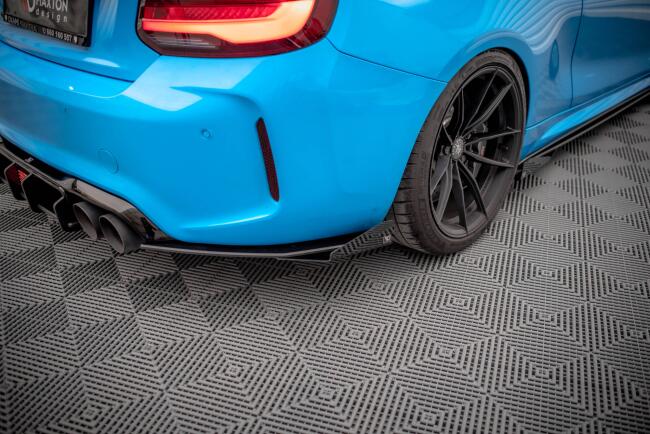 Maxton Design Street Pro Diffusor Flaps für BMW M2 F87 matt schwarz mit Hochglanz Flaps