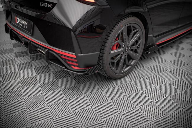 Maxton Design Street Pro Diffusor Flaps für Hyundai I20 N Mk3 matt schwarz mit Hochglanz Flaps