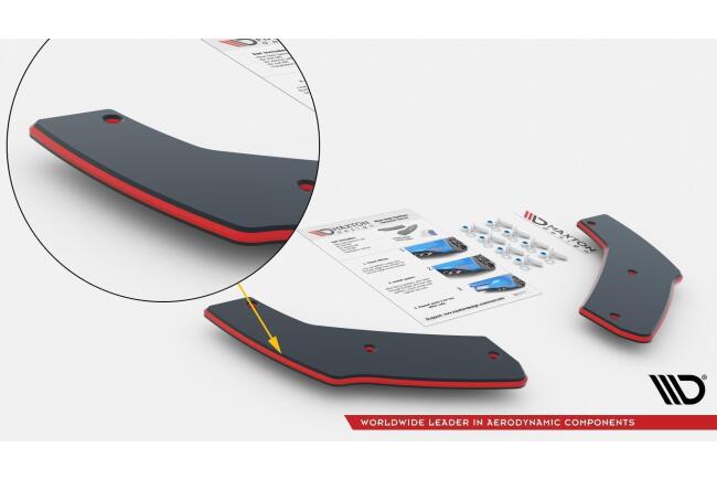 Maxton Design Street Pro Diffusor Flaps für VW Golf 7 R 2012-2016 schwarz mit roten Streifen