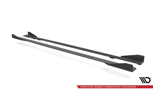 Maxton Design Street Pro Seitenschweller (Paar) für BMW M2 F87 matt schwarz mit Hochglanz Flaps