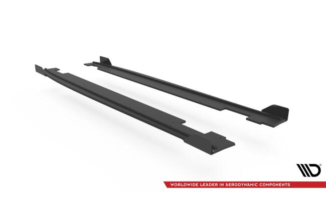 Maxton Design Street Pro Seitenschweller (Paar) für Hyundai I20 N Mk3 matt schwarz mit Hochglanz Flaps