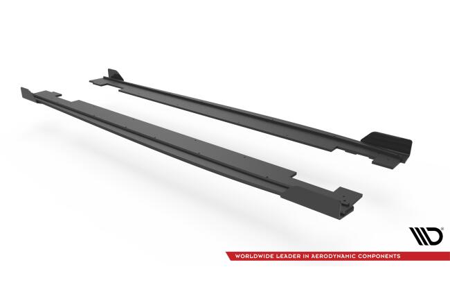 Maxton Design Street Pro Seitenschweller (Paar) für Hyundai I20 N Mk3 matt schwarz mit Hochglanz Flaps