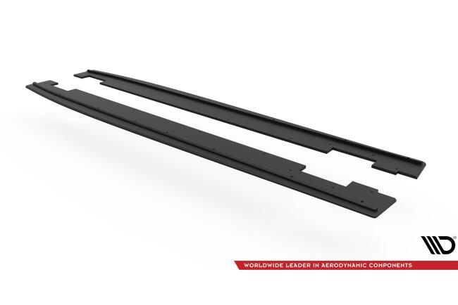 Maxton Design Street Pro Seitenschweller (Paar) für Hyundai I20 N Mk3 schwarz mit roten Streifen