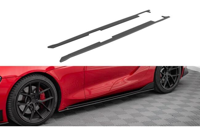 Maxton Design Street Pro Seitenschweller (Paar) für Toyota Supra Mk5 schwarz mit roten Streifen