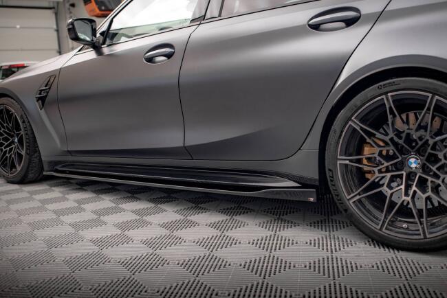 Maxton Design Seitenschweller (Paar) V.2 für BMW M3 G80 / G81 Hochglanz schwarz