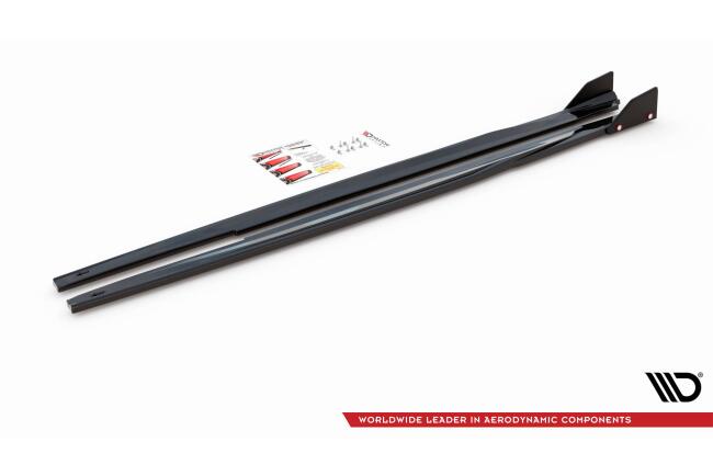 Maxton Design Seitenschweller (Paar) mit Flaps für Toyota Corolla GR Sport Hatchback XII Hochglanz schwarz