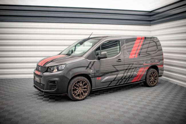 Maxton Design Seitenschweller (Paar) für Peugeot Partner Mk3 Hochglanz schwarz