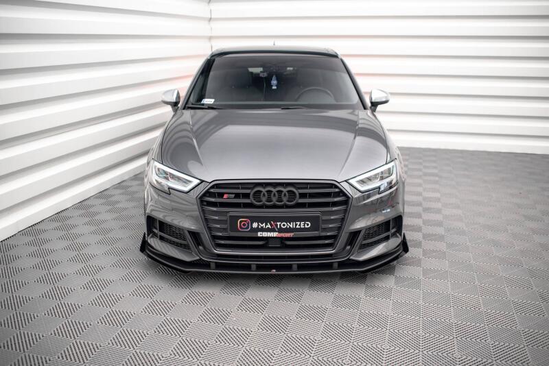 Maxton Design Street Pro Frontlippe mit Flaps für Audi S3 Sportback 8V Facelift Hochglanz schwarz