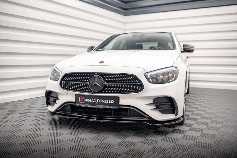 Maxton Design Frontlippe V.1 für Mercedes E-Klasse W213 / S213 Facelift AMG-Line (2020-2023) Hochglanz schwarz