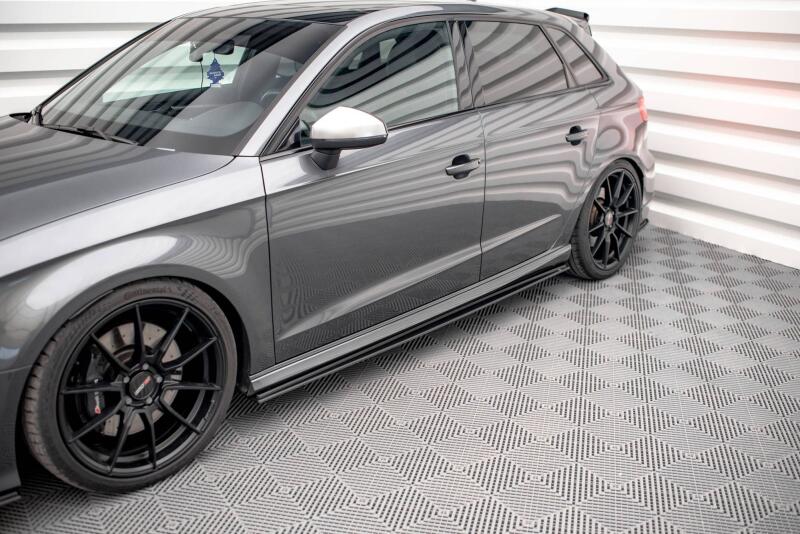 Maxton Design Street Pro Seitenschweller (Paar) für Audi S3 Sportback 8V Facelift Schwarz matt