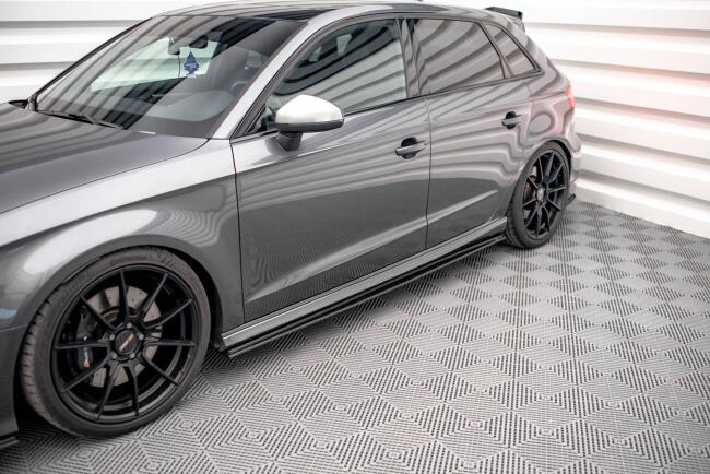 Maxton Design Street Pro Seitenschweller (Paar) für Audi S3 Sportback 8V Facelift Schwarz matt