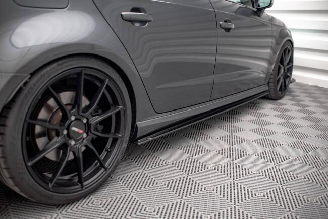 Maxton Design Street Pro Seitenschweller (Paar) für Audi S3 Sportback 8V Facelift Schwarz matt