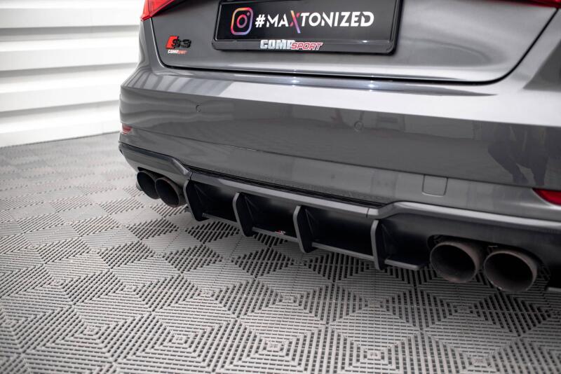 Maxton Design Street Pro Heckdiffusor für Audi S3 Sportback 8V Facelift Schwarz