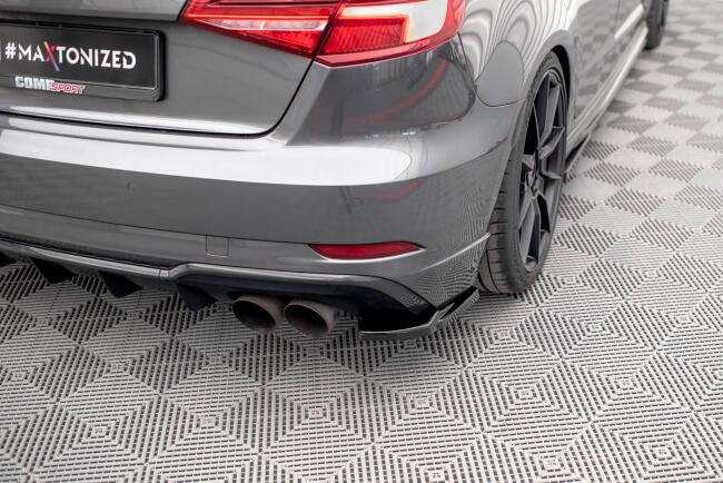 Maxton Design Diffusor Flaps für Audi S3 Sportback 8V Facelift Hochglanz schwarz