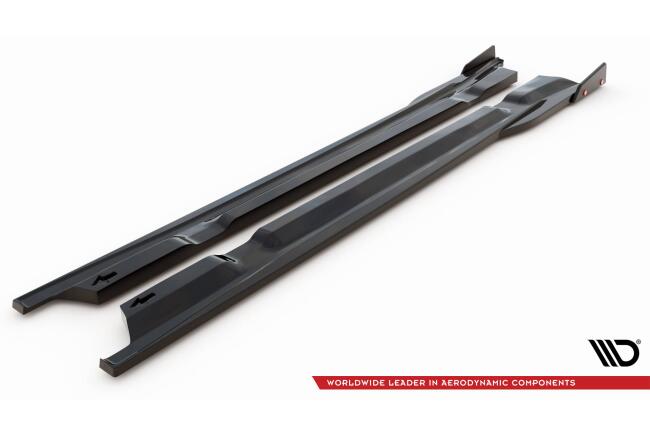 Maxton Design Seitenschweller (Paar) mit Flaps für Nissan GTR R35 Facelift Hochglanz schwarz