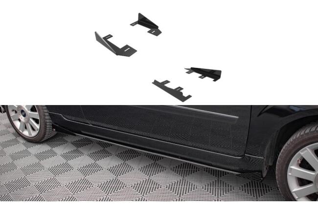 Maxton Design Street Pro Seitenschweller (Paar)flaps für Ford Fiesta ST Mk6 Hochglanz schwarz