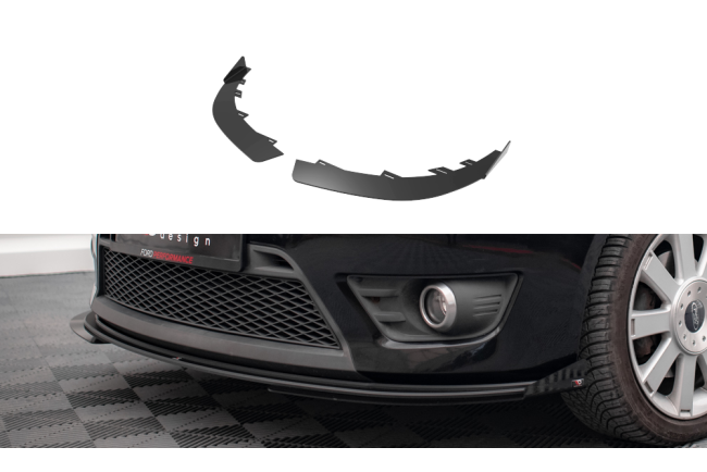 Maxton Design Street Pro Frontlippenflaps für Ford Fiesta ST Mk6 Hochglanz schwarz