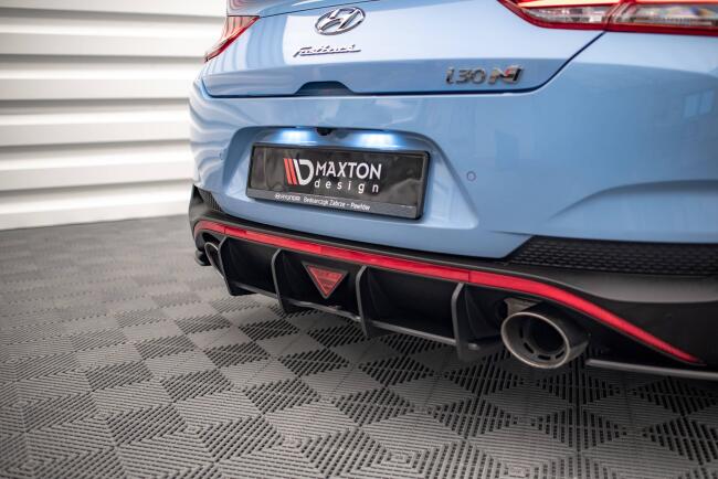 Maxton Design Street Pro Heckdiffusor für Hyundai I30 N Fastback Mk3 Schwarz-Rot