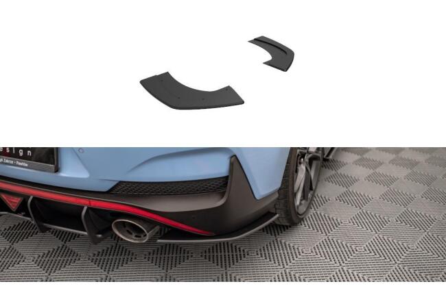 Maxton Design Street Pro Diffusor Flaps für Hyundai I30 N Fastback Mk3 schwarz mit roten Streifen