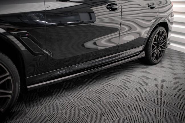 Maxton Design Seitenschweller (Paar) für BMW X6 M F96 / M-Pack G06 Hochglanz schwarz