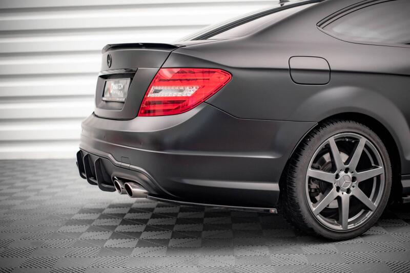 Maxton Design Diffusor Flaps für Mercedes C Klasse AMG-Line W204 Limousine / C204 Coupe / S204 Kombi Hochglanz schwarz